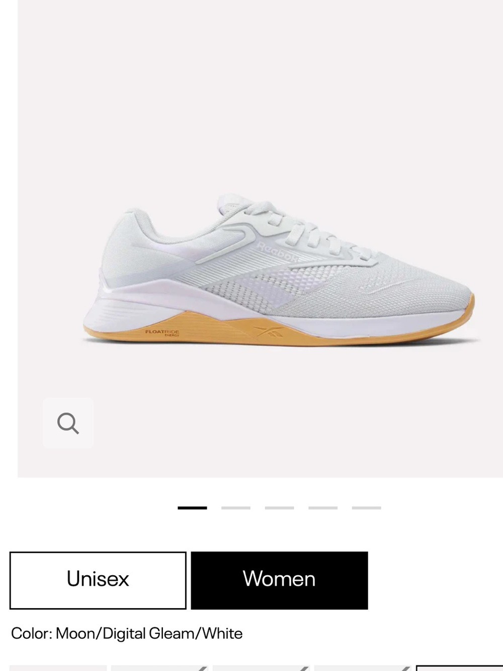 NWT Reebok Women’s Running Shoe - Moon/Digital Gleam/White - Size 6
